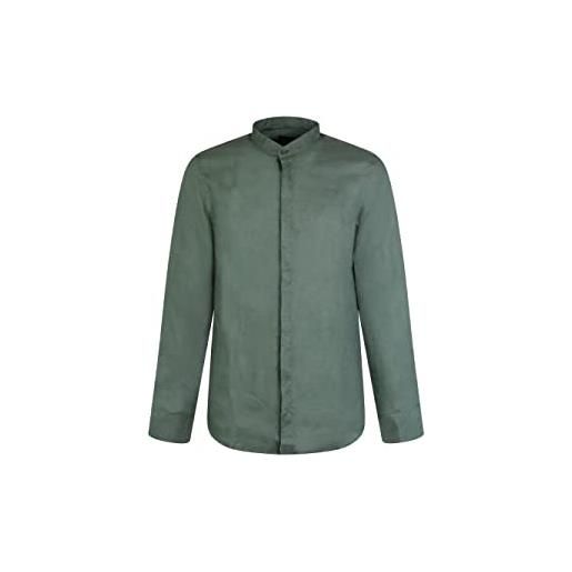 ARMANI EXCHANGE camicia con collo alla coreano modello dal fit regular, da uomo colore verde, composizione in lino, codice 8nzc66 zncfz 1881 verde duck green