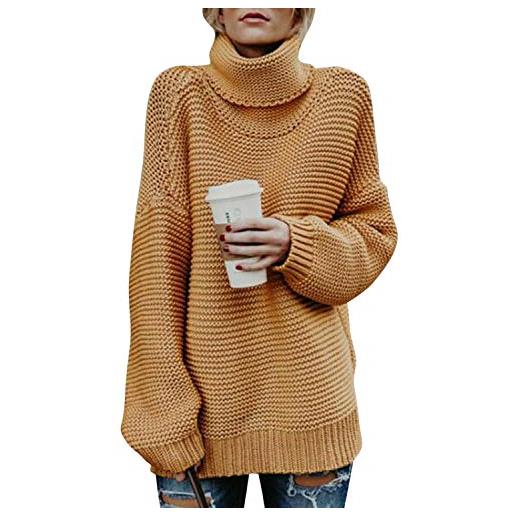 Petalum donne dolcevita manica lunga maglione chunky knit maglione casual loose pullover yellow 42