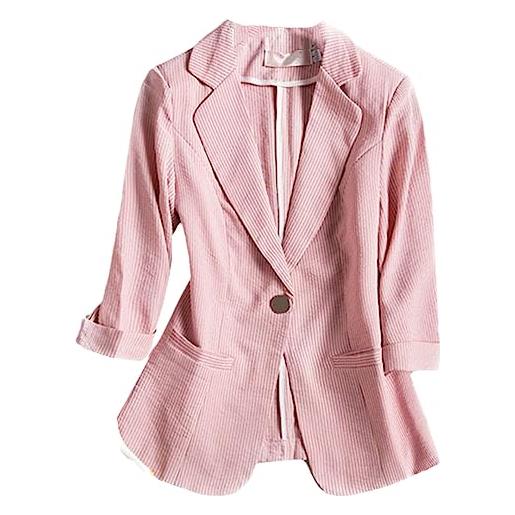 Generic blazer sottile slim fit delle signore della giacca della manica di tre quarti di stile coreano, rosa, s
