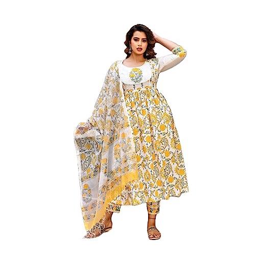 Vastraghar kurtas da donna pronte da indossare in stile indiano readymade etnico kurtis tunica top per le donne, beige e malva, x-large