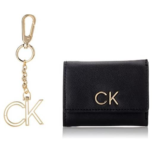 Calvin Klein trifold xxs + keyfob cintura, ck nero, etichettalia unica donna