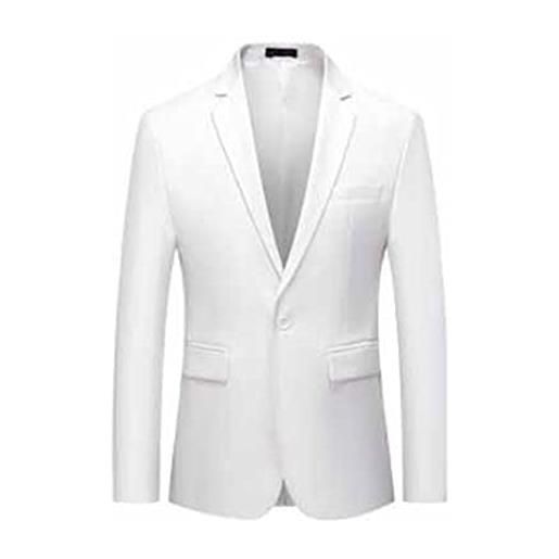 Chyoieya slim fit blazer uomo casual suit giacca tinta unita grande giacca blazer, bianco, m