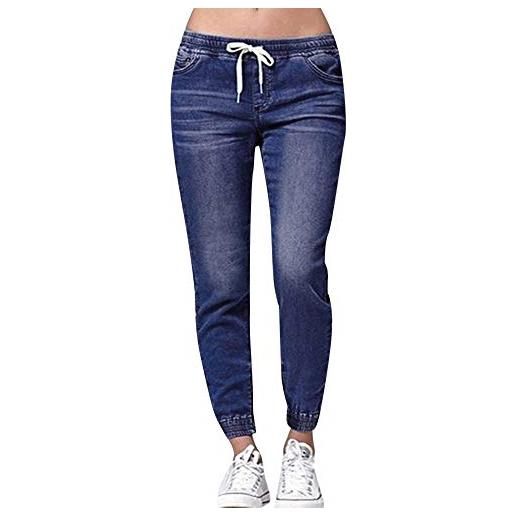 BOTCAM skinny jeans da donna a vita alta, elasticizzati, boyfriend, in vita elasticizzata, con tasche e coulisse, jeans da donna, taglie 90, hip hop streetwear, b13, xl