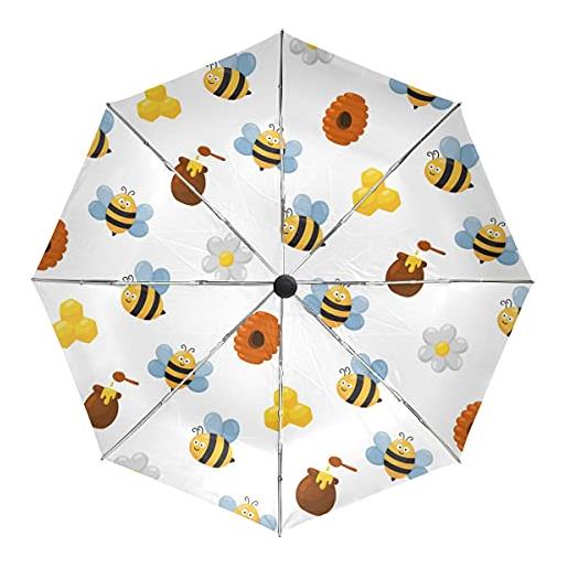 FVFV miele d'api bianco carino ombrello pieghevole automatico auto apri chiudi portatile protezione uv ombrelli per spiaggia donne bambini ragazze