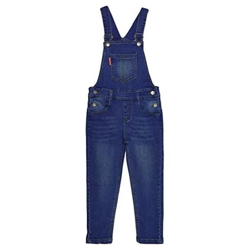 KIDSCOOL SPACE salopette per jeans da ragazzo, tuta in denim elasticizzato morbida con bavaglino semplice, blu, 5-6 anni