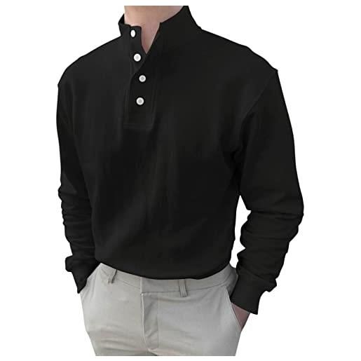 Xmiral camicia da uomo a maniche lunghe con scollo tondo e scollo rotondo con bottoni primaverili e autunnali maglia spalla fuori
