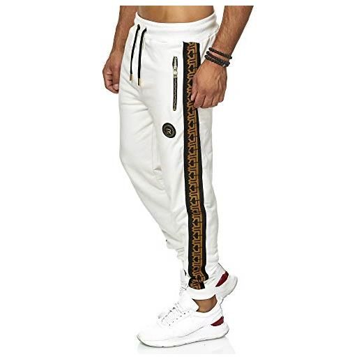 Redbridge pantalone da tuta da uomo joggers cotone polsino tasche con cerniera bianco