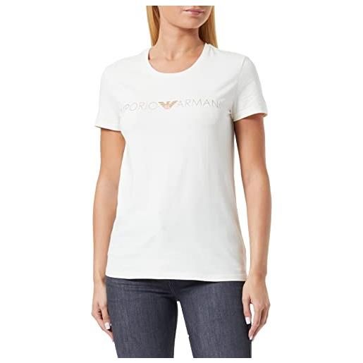 Emporio Armani t-shirt stardust cotton, pale cream stampato, xs donna