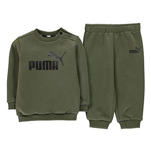 PUMA tuta da jogging per bambini e ragazzi, in pile, a maniche lunghe, con coulisse, colore notte foresta, 3-4 anni, verde foresta