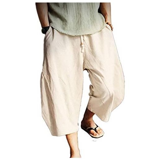 Huixin pantaloni da uomo casual pantaloni a gamba skinny larga di colore solido moda con coulisse pantaloni sportivi pantaloni da jogging (color: bianca, size: l)