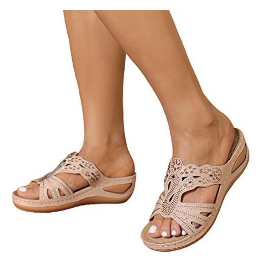 Kobilee pantofole donna estive mare comode con tacco sandali eleganti aperte da casa pantofole piscina antiscivolo ciabatte zeppa estive slippers infradito ortopediche morbida