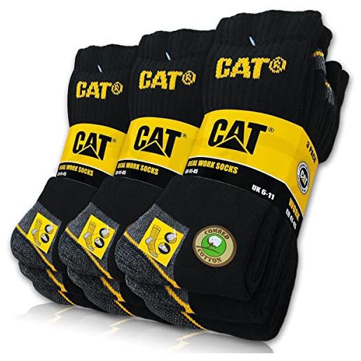 Caterpillar cat® real work socks - 9 paia di calzini da lavoro per uomo e donna, taglia 35-50, 9 paia blu, 39-42