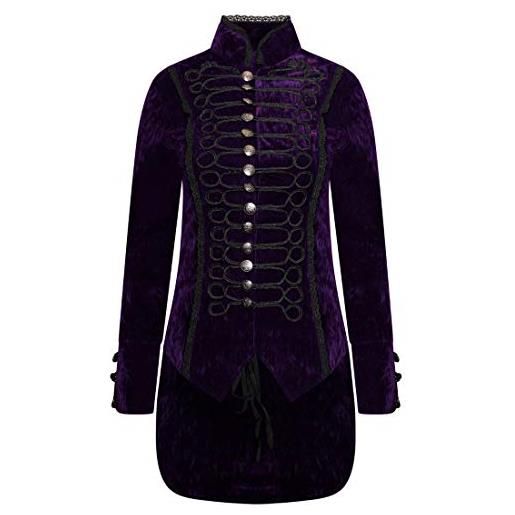 Ro Rox gotico giacca frac in velluto per donne viola (2xl)