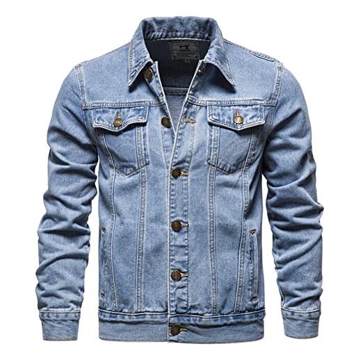 ENEN giacca jeans lunga manica uomo vintage fresco maglietta denim jacket classic giacchetta punk streetwear alla moda in stile casual western coat da moto