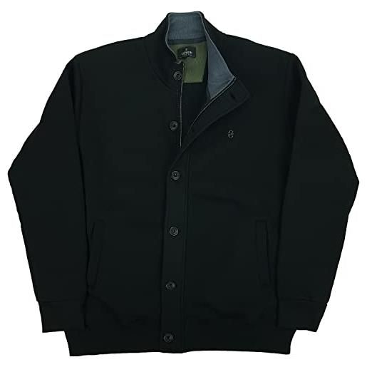 Coveri felpa cardigan giacca con bottoni cerniera tasche zip uomo taglie forti xxxxl 5x (6xl - nero)