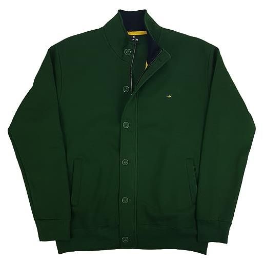 Coveri felpa cardigan giacca con bottoni cerniera tasche zip uomo taglie forti xxxxl 5x (6xl - verde)