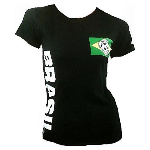 TICILA maglietta da donna nera nera miss brasil football do samba brasile brasile calcio coppa del mondo di calcio, nero, s