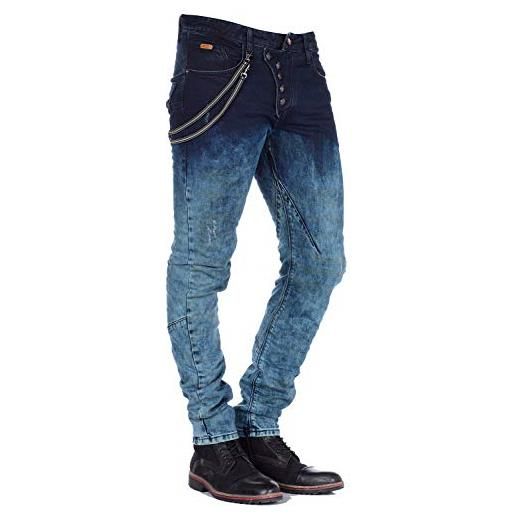 Cipo & Baxx jenas - pantaloni da uomo, modello destroyed, slim fit, colore: blu, blu, 42