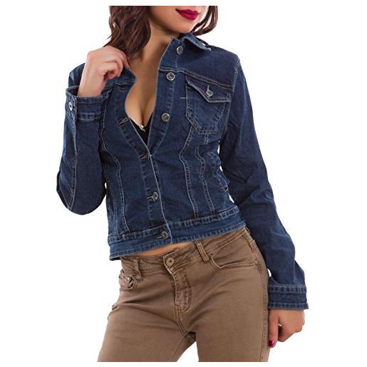 Toocool - giacca donna jeans giubbotto giacchetto giubbino avvitato sexy nuova ae-6673 [xl, blu]