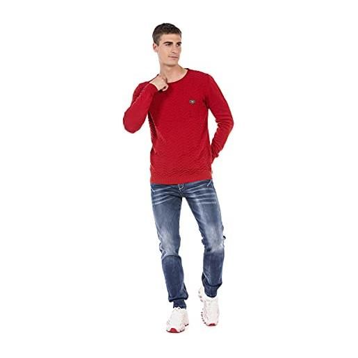Cipo & Baxx maglione da uomo di design structured pulli cp240, colore: rosso, xxl