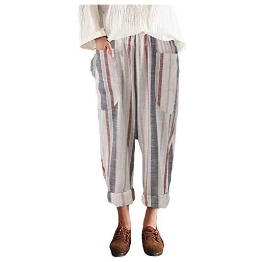 Icegrey pantaloni donna larghi vita alta pantaloni a strisce rosso e grigio a righe 40
