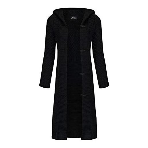Mikos * cardigan da donna cappotto autunno lana cardigan con cappuccio lungo maglione lungo maglione herbs inverno beige grigio nero s m l xl 36 38 40 42 (988), grigio scuro, 46
