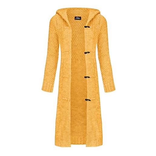 Mikos * cardigan da donna cappotto autunno lana cardigan con cappuccio lungo maglione herbs inverno beige grigio nero s m l xl 36 38 40 42 (988), grigio. , 42