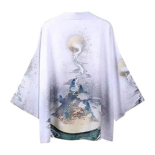 Xmiral camicia uomo camicia camicetta top uomo kimono cardigan camicie oversize camicia stampata modello popolare abito taoista top (xxl, 2marina militare)