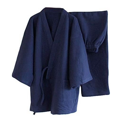 Fancy Pumpkin pigiama kimono più spesso vestito in stile giapponese da uomo largo [taglia m navy]