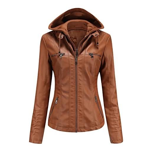 Peuignao giacca similpelle donna giubbotto giubbino ecopelle giacca biker jacket donna giubbotto similpelle faux leather jacket donna giacche ecopelle giacca bikers finta pelle donna con cappuccio nero 4xl