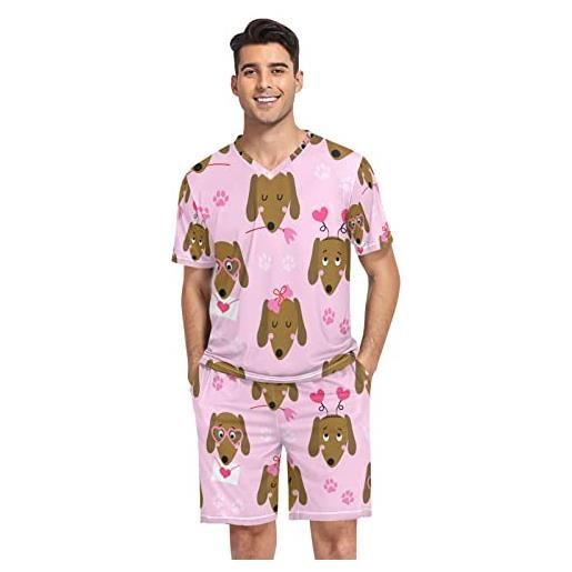 GAIREG set pigiama da uomo a maniche corte con tasche s-xxl, amanti gatti cuori, small