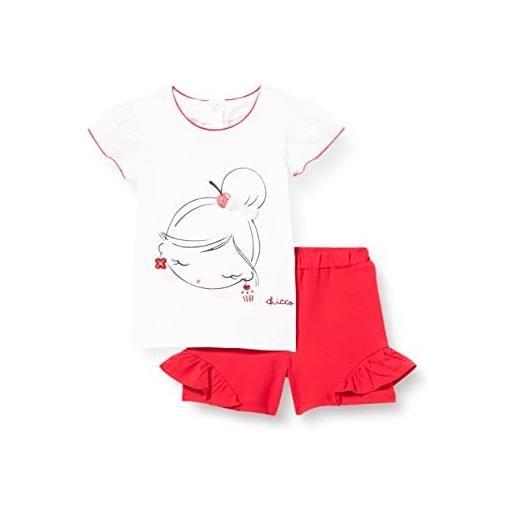 Chicco completo per bambina con t-shirt a maniche corte e shorts pantaloncini, 034, 12m bimba 0-24