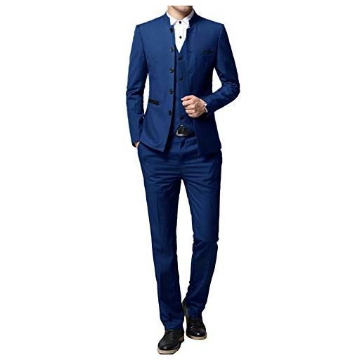 Pkrboro uomo colletto alla coreana 3 pezzi tuxedo business wedding party giacche gilet e pantaloni
