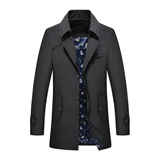 LYDHDY giacche maschii capispalla di moda- primavera estate uomo trench stile breve stile pulsanti sottili cappotti plus size 7xl (color: 8805 black, size: 6xl)