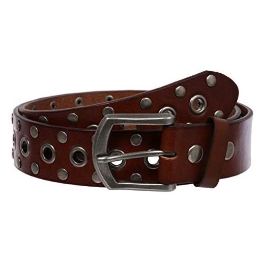 beltiscool casual rivettato borchiato occhielli & borchie cintura in pelle solida marrone/argento. 106,68 cm