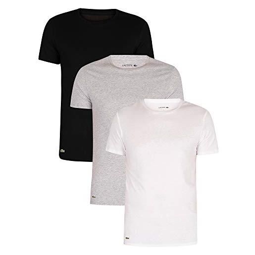 Lacoste uomo t-shirt essentials lounge, confezione da 3, slim, multicolore, m