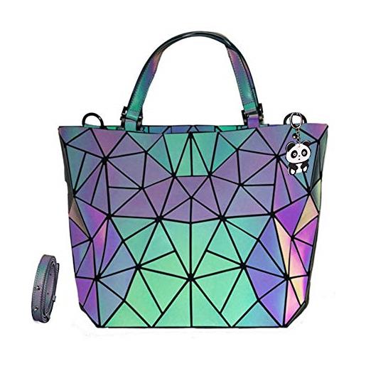 OLOEY borse e borse luminose geometriche da donna che cambiano colore borse olografiche riflettenti a tracolla zaino, zaino medio2, mid size, viaggiare