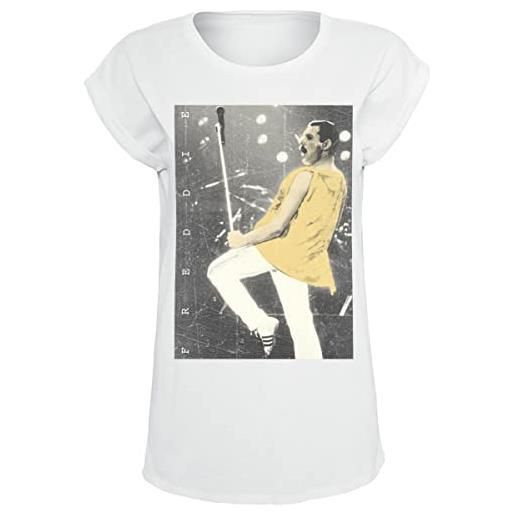 Queen freddie - stage photo ii donna t-shirt bianco s 100% cotone regular