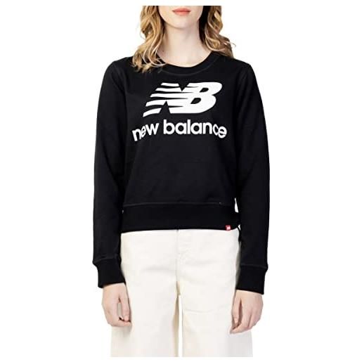 New Balance women's essentials crew neck sweatshirt, black, s felpa girocollo da donna, nera, noir 20, s