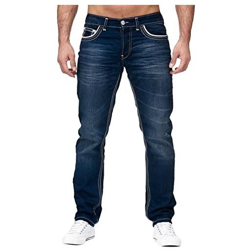 Generico uomo pantaloni jeans jogger jeans da uomo pantaloni in denim coulisse elasticizzati tempo libero gamba stretta slim fit casual jeans da uomo pantaloni jeans cargo elasticizzati tasche (blue, xxxl)