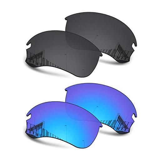 Well-aimed lenti di ricambio compatibili con oakley flak draft oo9364 occhiali da sole - value pack 202, nero + blu iridio, taglia unica