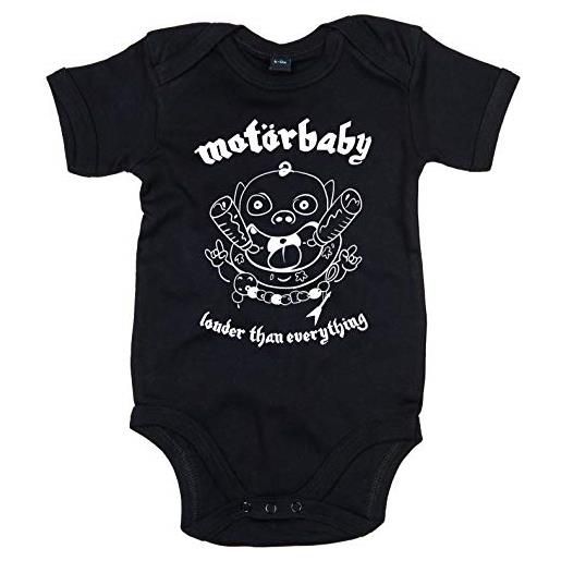 Racker-n-Roll motörbaby louder than everything baby body nero nero 6-12 mesi