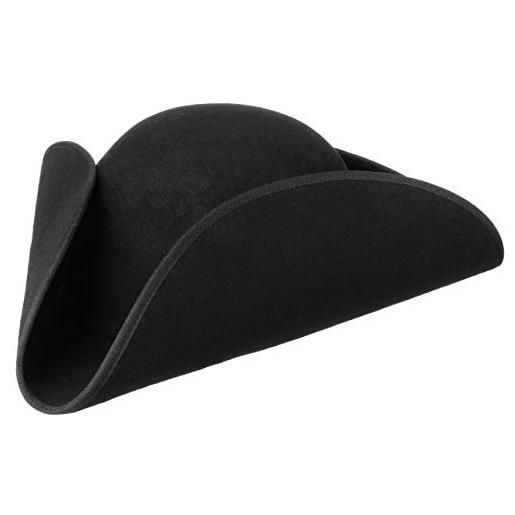 LIERYS cappello a tre punte uomo - made in germany cappelli feltro di lana con pistagna estate/inverno - 60 cm nero