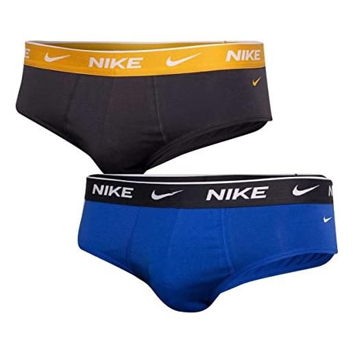 Nike slip 2 mutande uomo man underwear everyday cotton stretch large l blu grigia