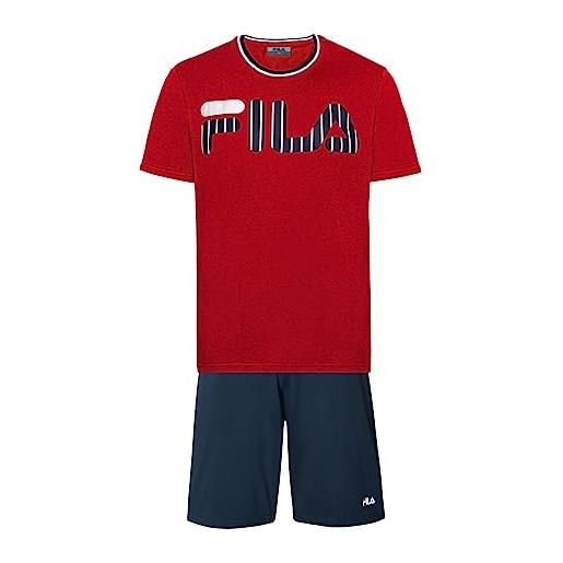 Fila egidio srl -pigiama corto uomo art fps1131 100% cotone jersey - offerta (l, red-navy)