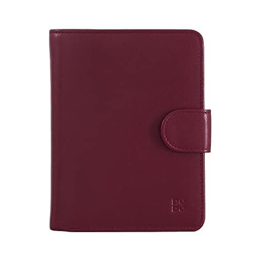 Dudu portafoglio da donna in pelle morbida colorato blocco rfid con portamonete zip e porta carte di credito burgundy