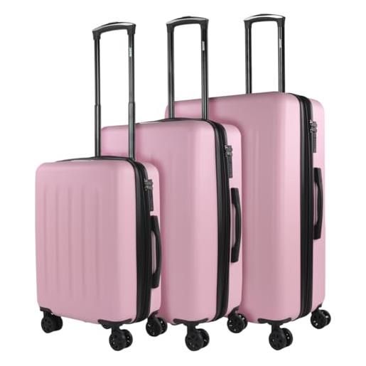 SKPAT - set valigie - set valigie rigide offerte. Valigia grande rigida, valigia media rigida e bagaglio a mano. Set di valigie con lucchetto combinazione tsa 175115, rosa