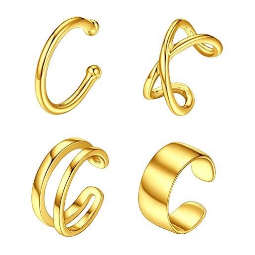 ChicSilver orecchini a clip argento 925 placcato in oro, orecchini donna senza buco, confezione regalo