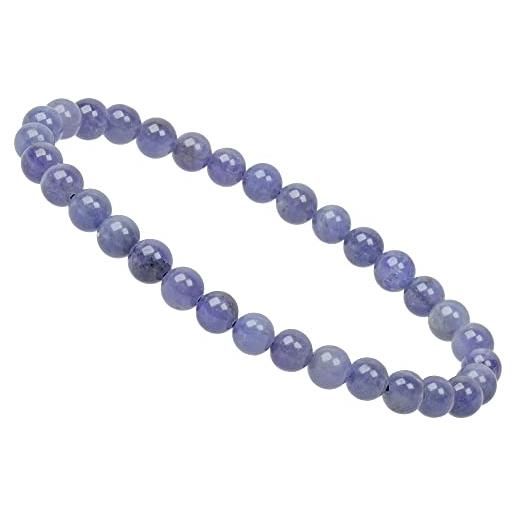 ELEDORO power. Bead - braccialetto con perle di pietra preziosa, 6 mm, gemma gemma vera pietra di tanzanite, tanzanite