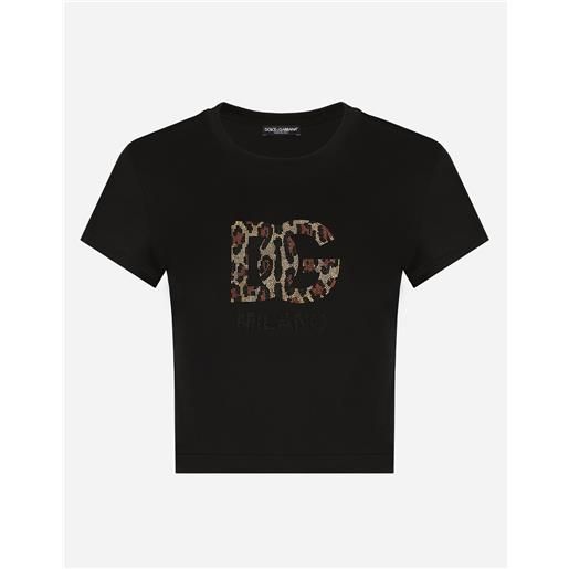 Dolce & Gabbana t-shirt corta con logo dg termostrass